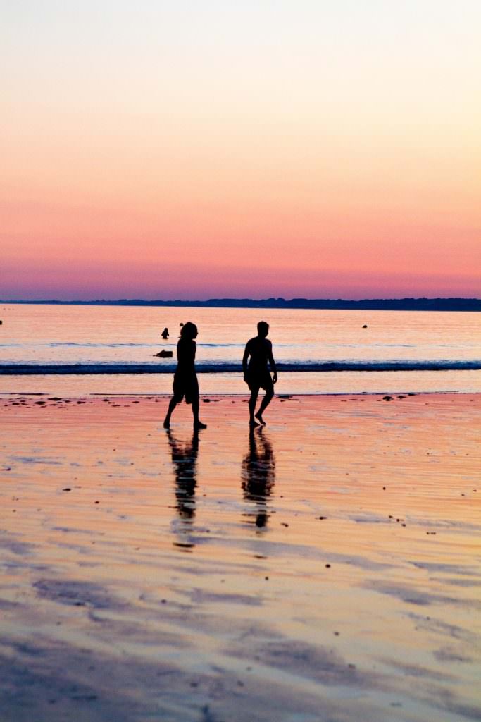 Coucher de soleil plage de Fort Bloqué à Ploemeur (Morbihan)