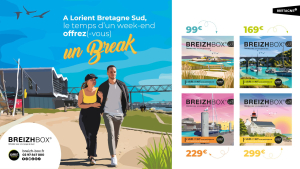 La nouvelle gamme de coffrets-cadeaux Breizhbox 2024-2025 en collaboration avec La Loutre, séjours et week-ends à Lorient Bretagne Sud (Morbihan)