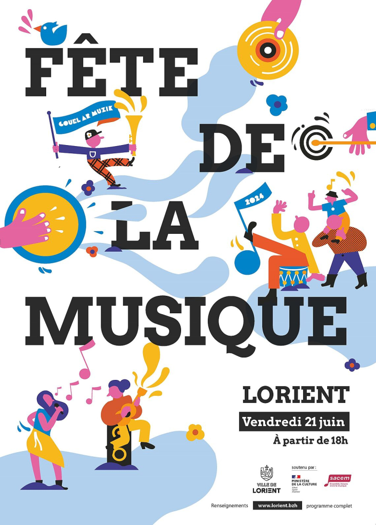 Affiche fête de la musique Lorient 2024, vendredi 21 juin (Morbihan)