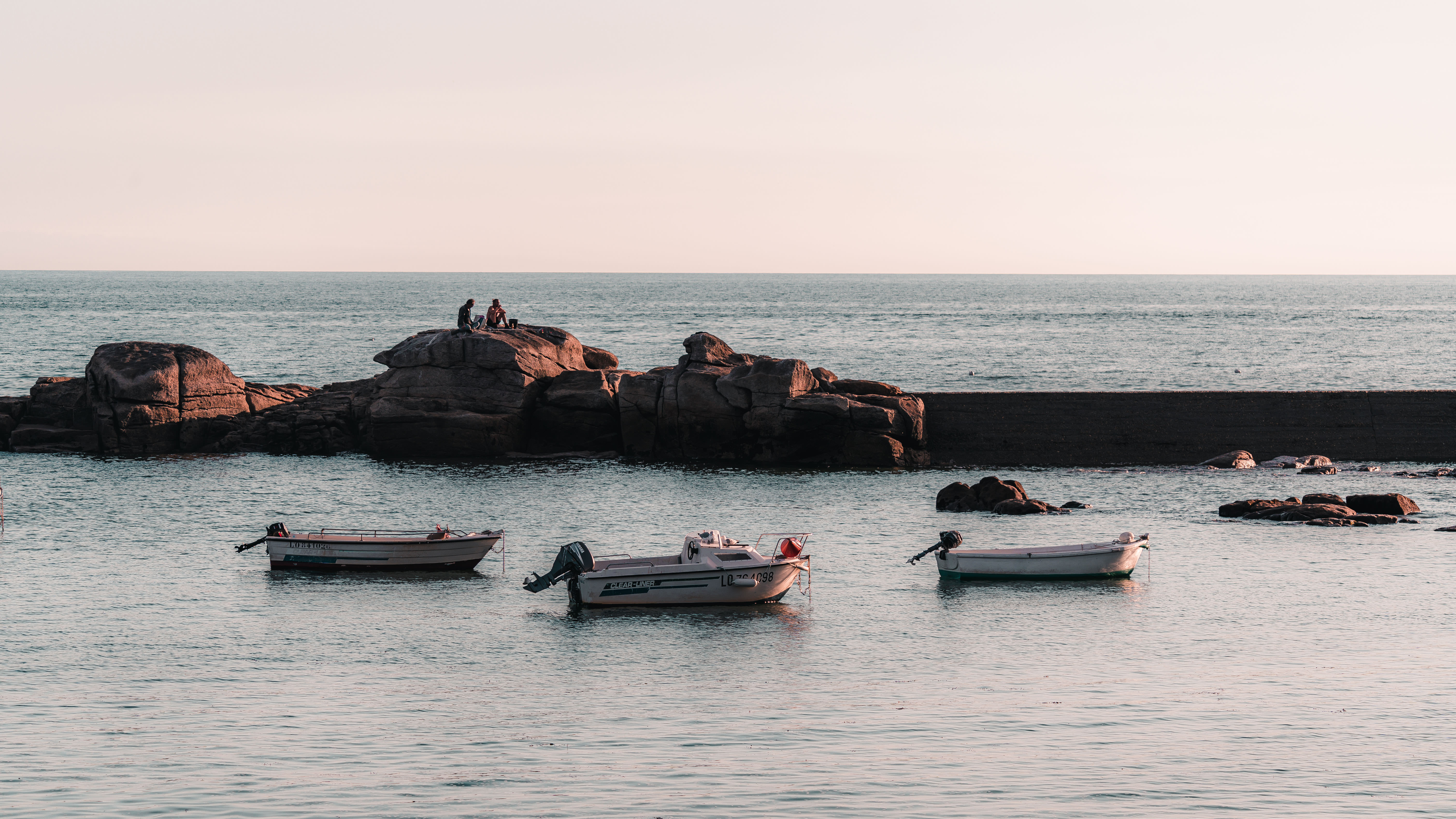 Coucher de soleil sur la digue du Courégant à Ploemeur (Lorient Bretagne Sud, Morbihan)