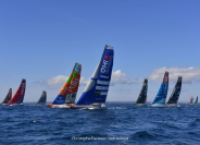 Voiliers IMOCA en course pendant le Défit Azimut au large de Lorient Bretagne Sud (Morbihan)